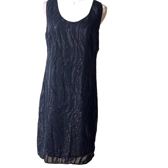Mlle Gabrielle Dress 12 Black Sequins Sleeveless Cruise Party Flapper Vibes - Picture 1 of 16